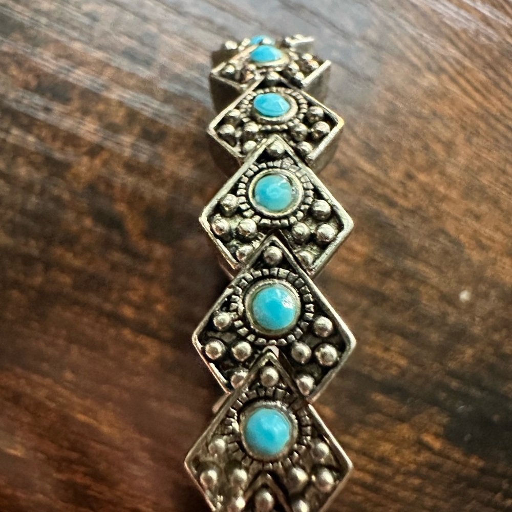 Antique Silver and Turquoise Bracelet